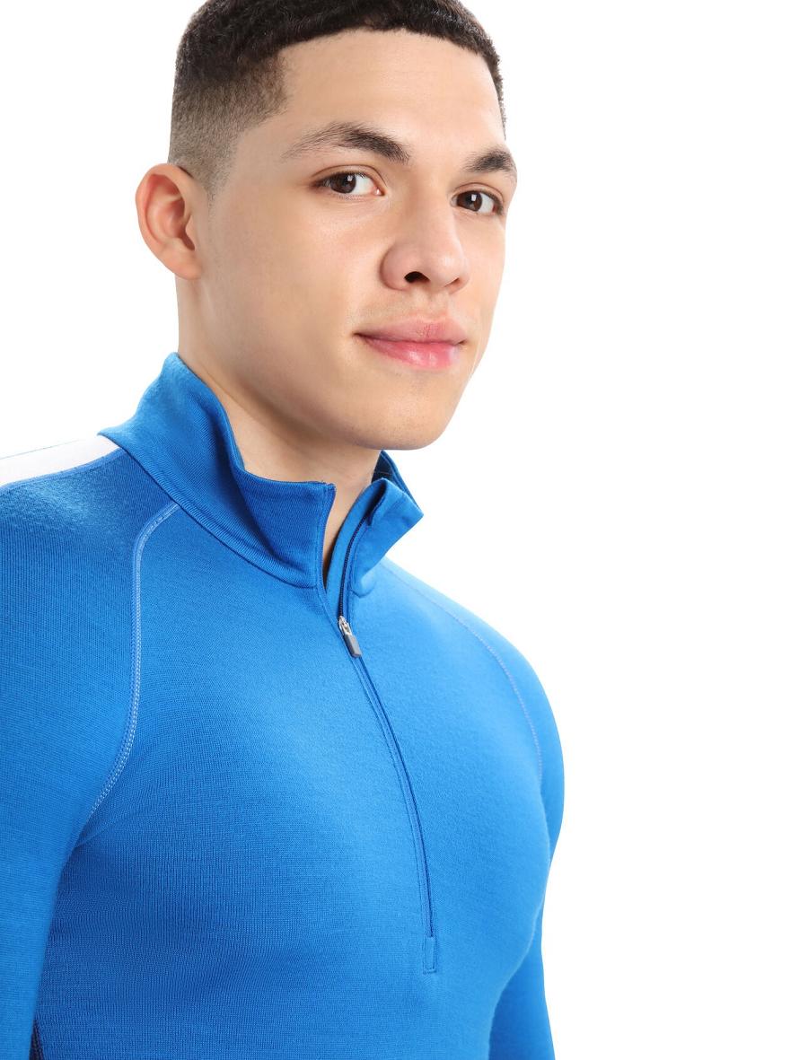 Base Layers Icebreaker 260 ZoneKnit™ Merino Long Sleeve Half Zip Homme Bleu Royal Bleu Marine | FR 1324KORI